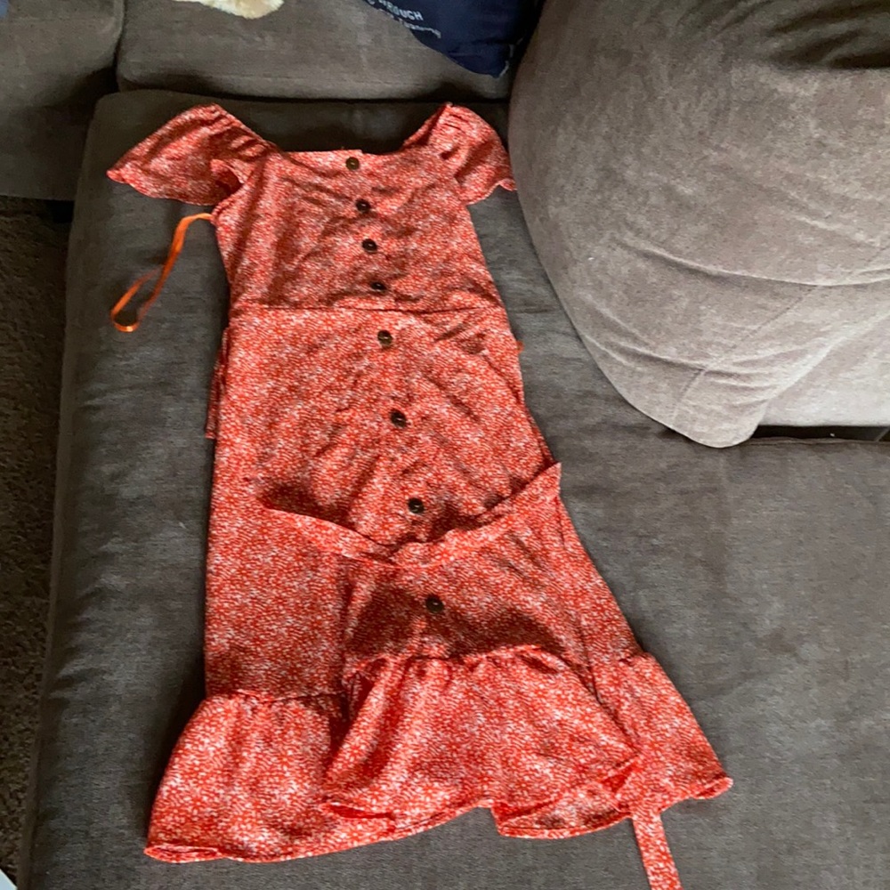 Red Floral dress white background